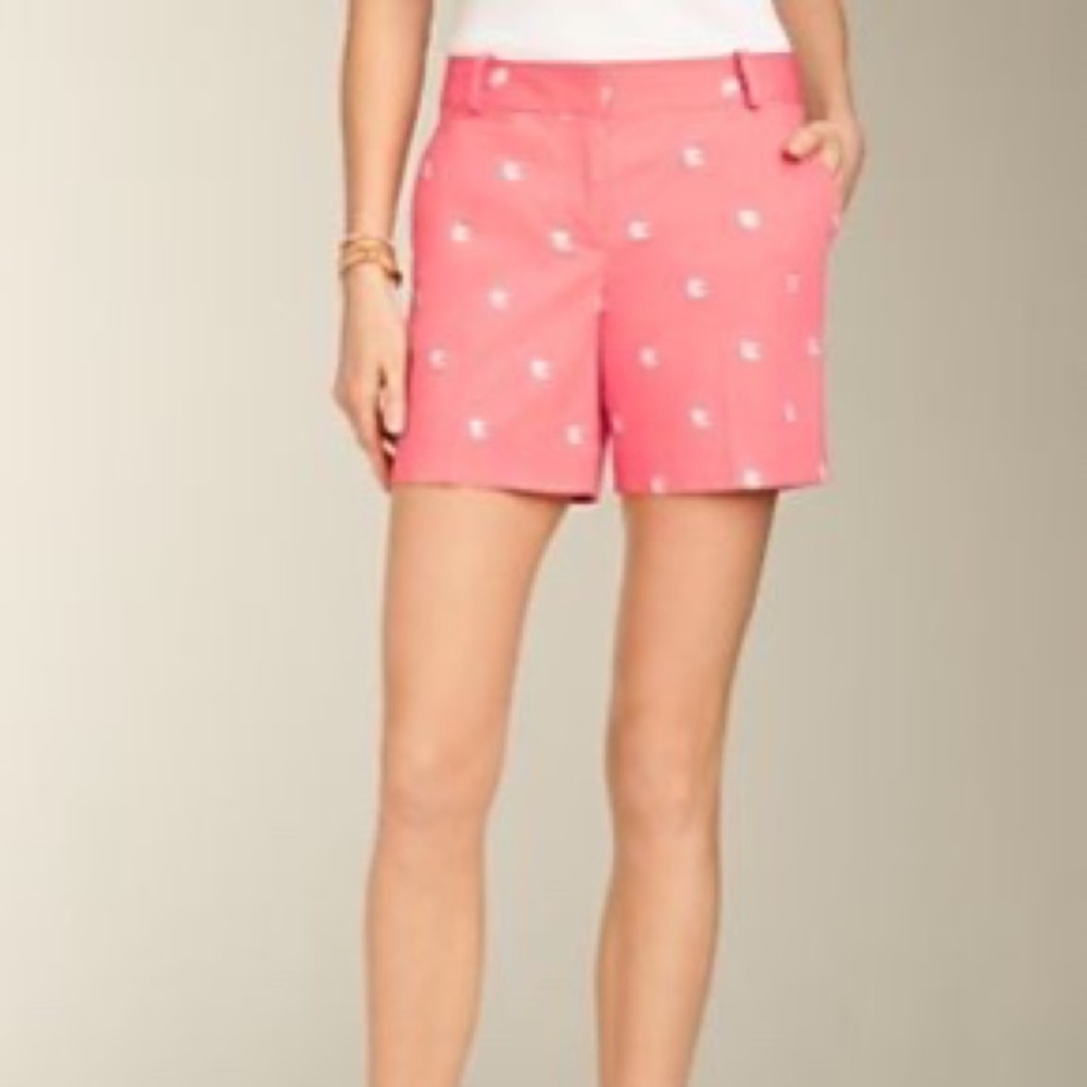 Women's Talbots Shorts 4.5" Critter/Fish Print Size 2 Pink/Salmon